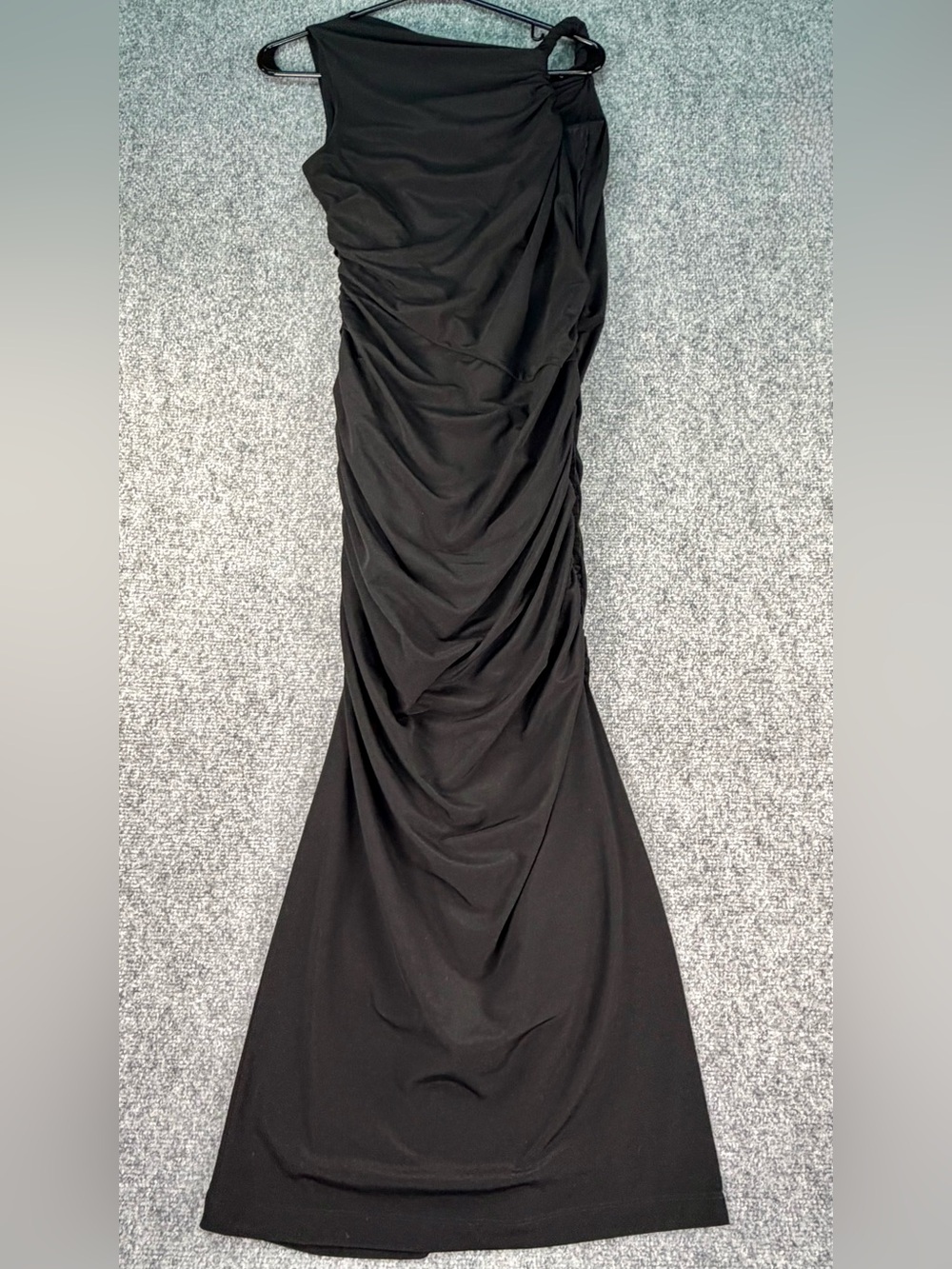 Helmut Lang Black Ruched Asymmetrical Maxi Dress